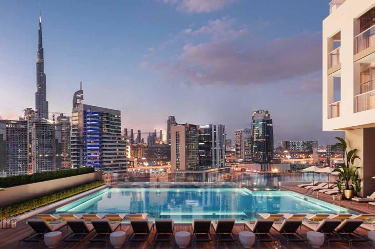 Waterfront-Infinity-Pool-With-Burj-Khalifa-Views